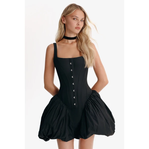 Milla Black corset mini dress, view 4
