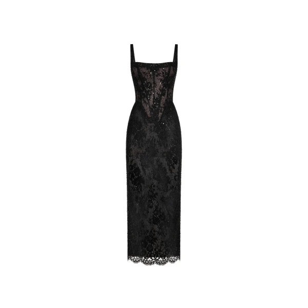 Milla Black lace sequinned dress