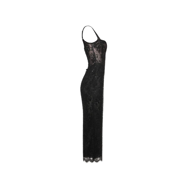 Milla Black lace sequinned dress, view 5