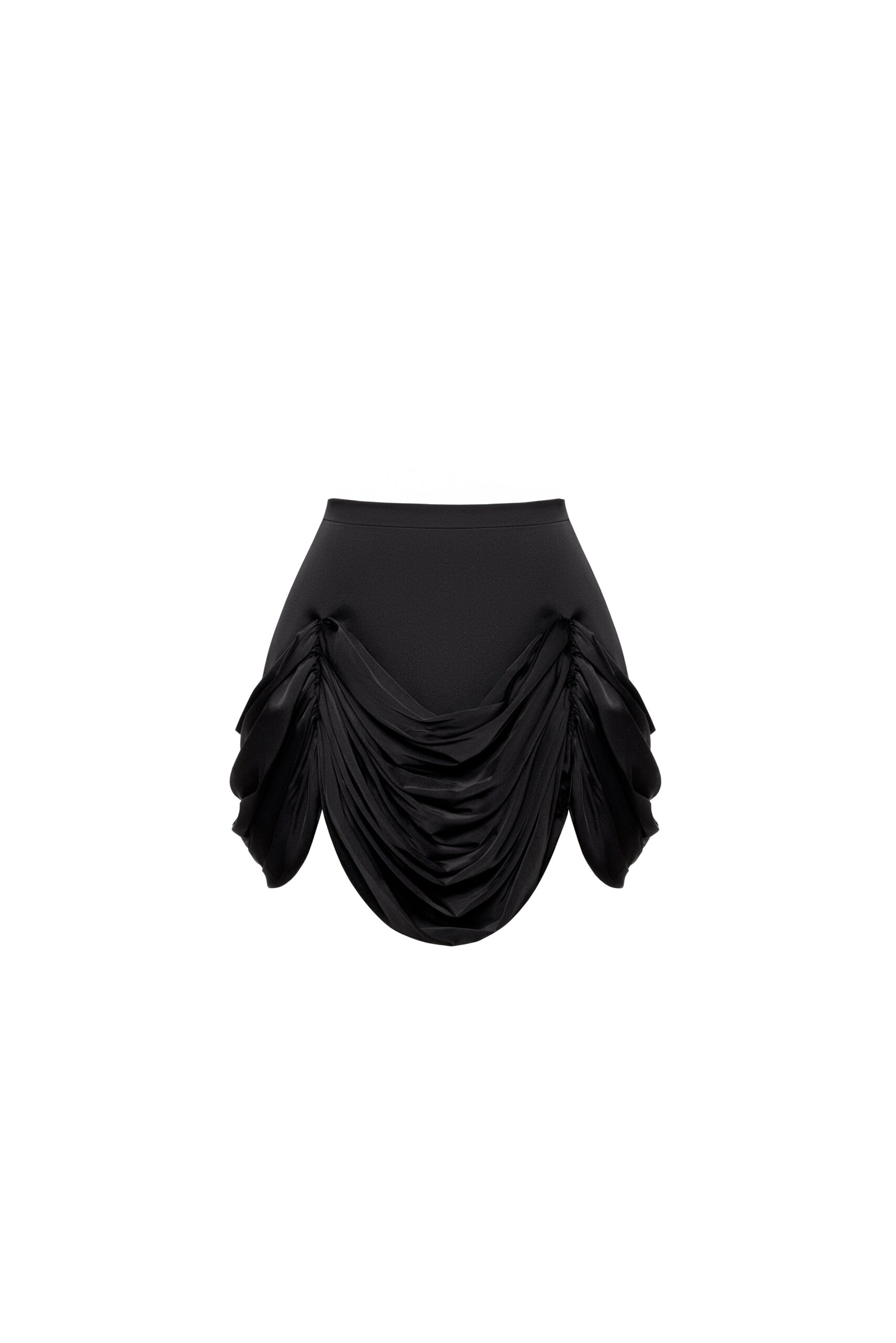 Milla Black mini skirt with draping - Skirts - Ukrainian Luxury Evening Gown at Luxury Shoes Milla Black mini skirt with draping