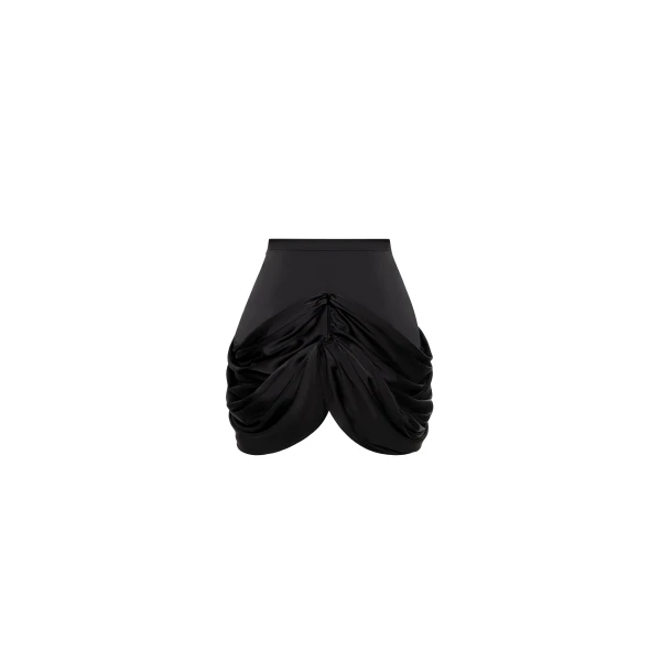 Milla Black mini skirt with draping, view 3