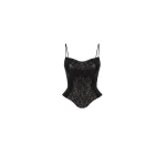 Milla Black satin corset with lace Top