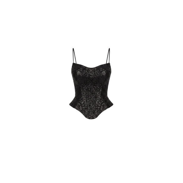 Milla Black satin corset with lace Top