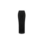 Milla Black semi-sheer embroidered lace maxi skirt
