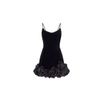 Milla Black velvet mini dress with 3D flowers - Dresses - Ukrainian Luxury Evening Gown at Luxury Shoes Milla Black velvet mini dress with 3D flowers