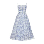 Milla Blue Hydrangea spaghetti strap midi dress