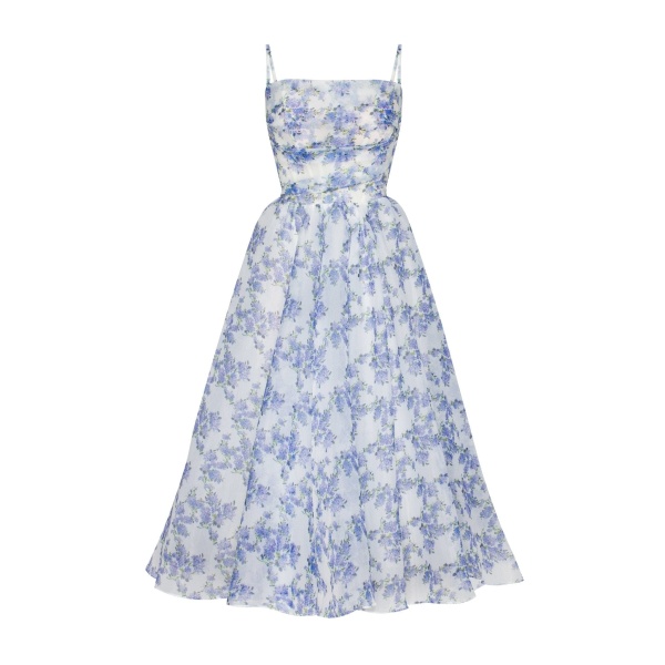 Milla Blue Hydrangea spaghetti strap midi dress