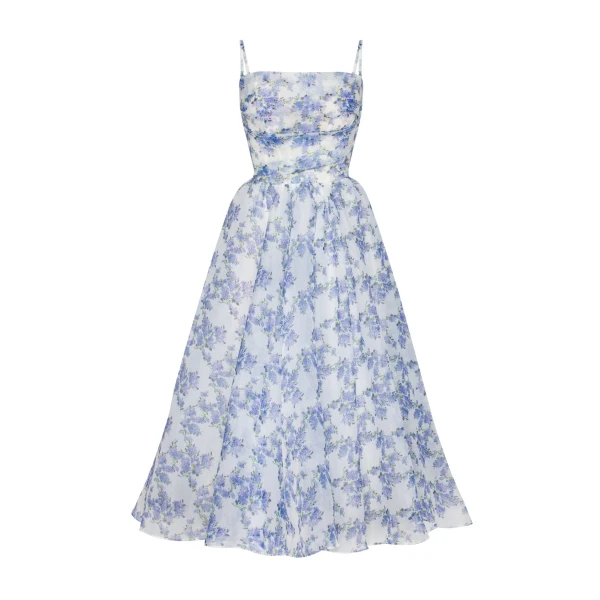 Milla Blue Hydrangea spaghetti strap midi dress