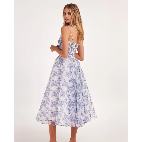 Milla Blue Hydrangea spaghetti strap midi dress, view 2