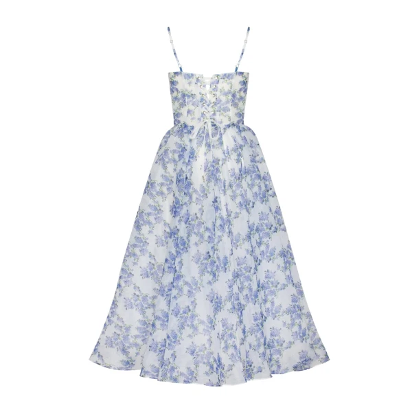 Milla Blue Hydrangea spaghetti strap midi dress, view 3