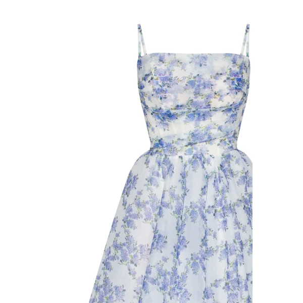 Milla Blue Hydrangea spaghetti strap midi dress, view 5