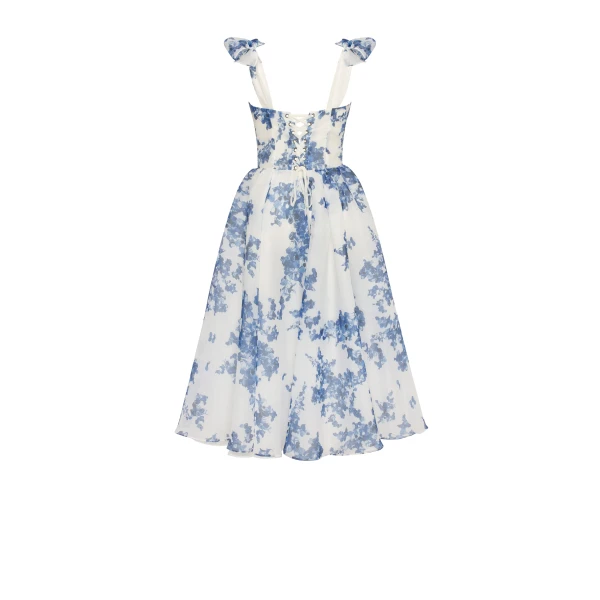 Milla Charming blue hydrangea-patterned organza midi dress, Garden of Eden, view 3