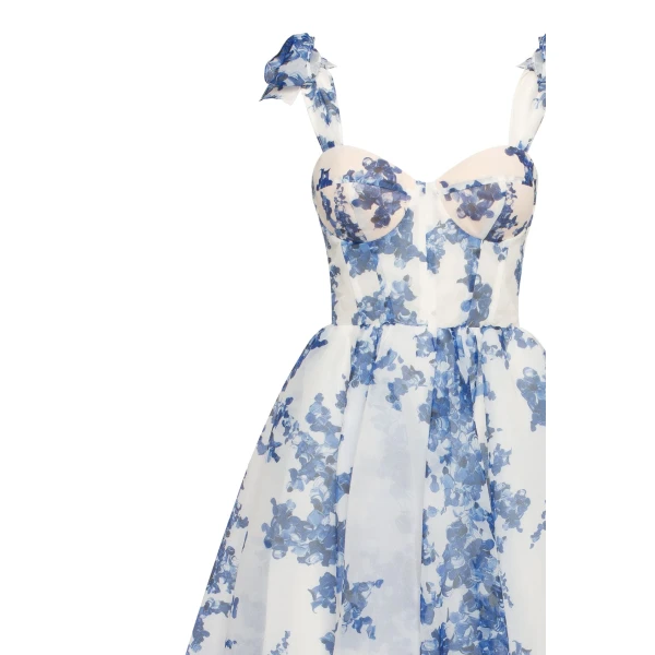 Milla Charming blue hydrangea-patterned organza midi dress, Garden of Eden, view 5