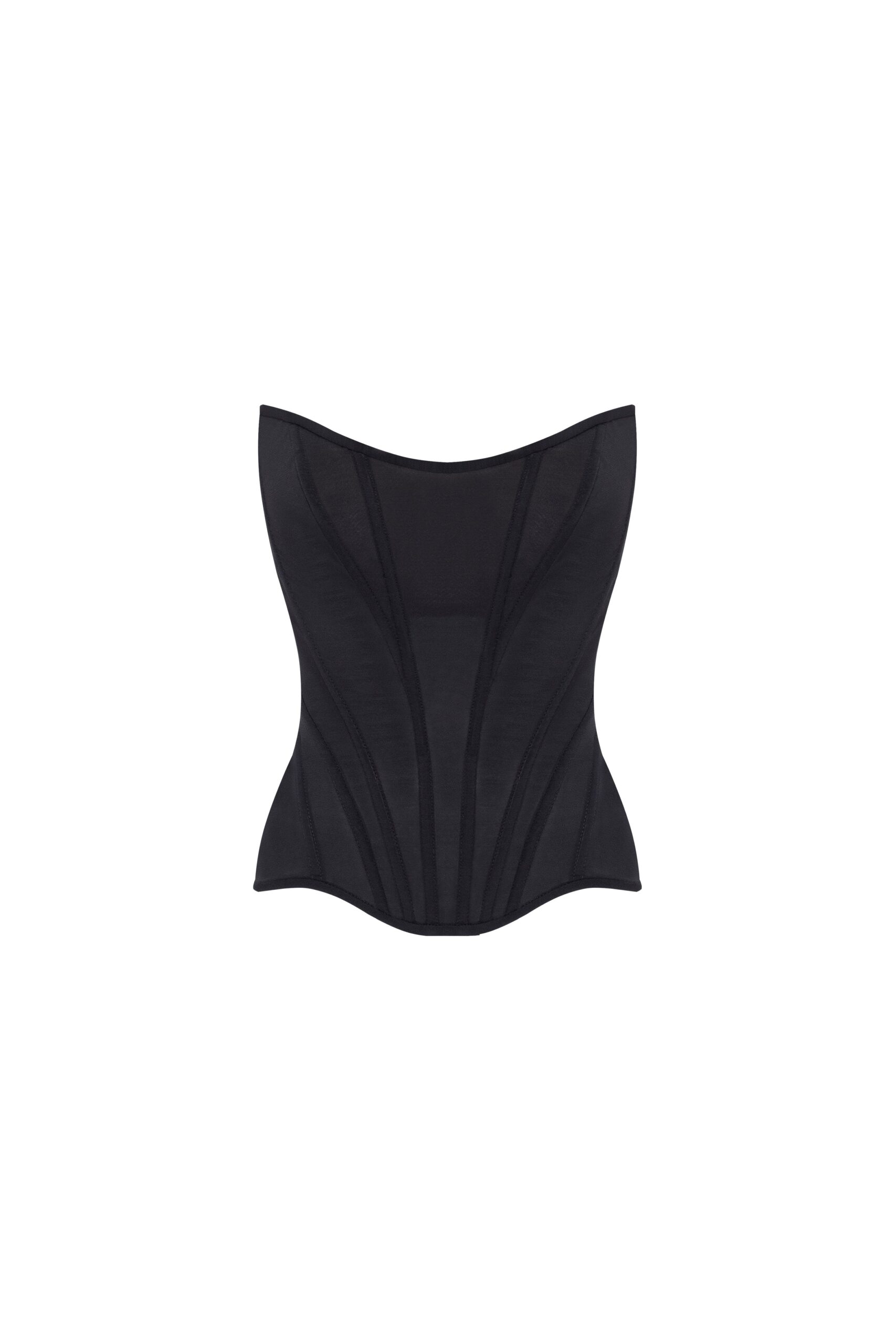 Midnight Walk - Tops - Ukrainian Luxury Evening Gown at Luxury Shoes Milla Chic low-waist black fitted corset, Midnight Walk Top