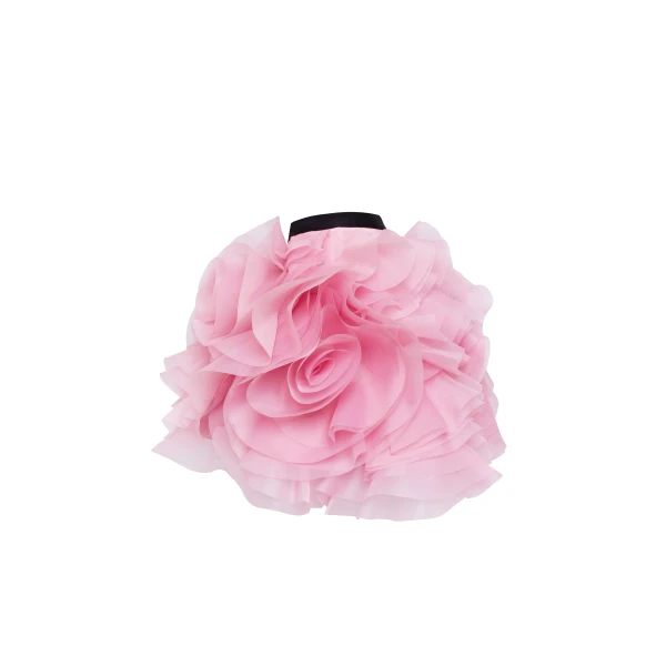 Milla Danceable mini skirt with ruched flower appliques in pink, Midnight Walk, view 5
