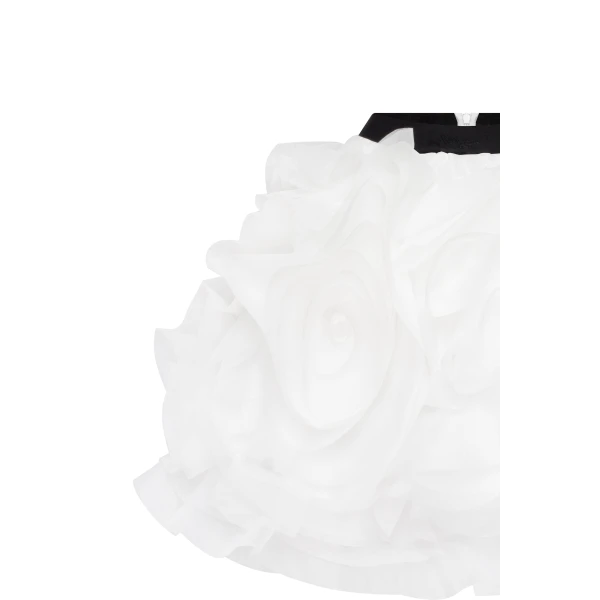 Milla Danceable mini skirt with ruched flower appliques in white, Midnight Walk, view 5