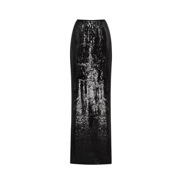 Milla Dramatic fitted sequined black maxi skirt, Midnight Walk