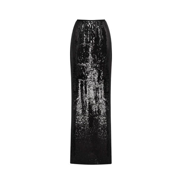 Milla Dramatic fitted sequined black maxi skirt, Midnight Walk