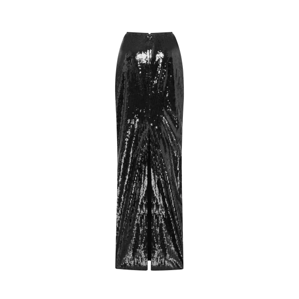 Milla Dramatic fitted sequined black maxi skirt, Midnight Walk, view 3