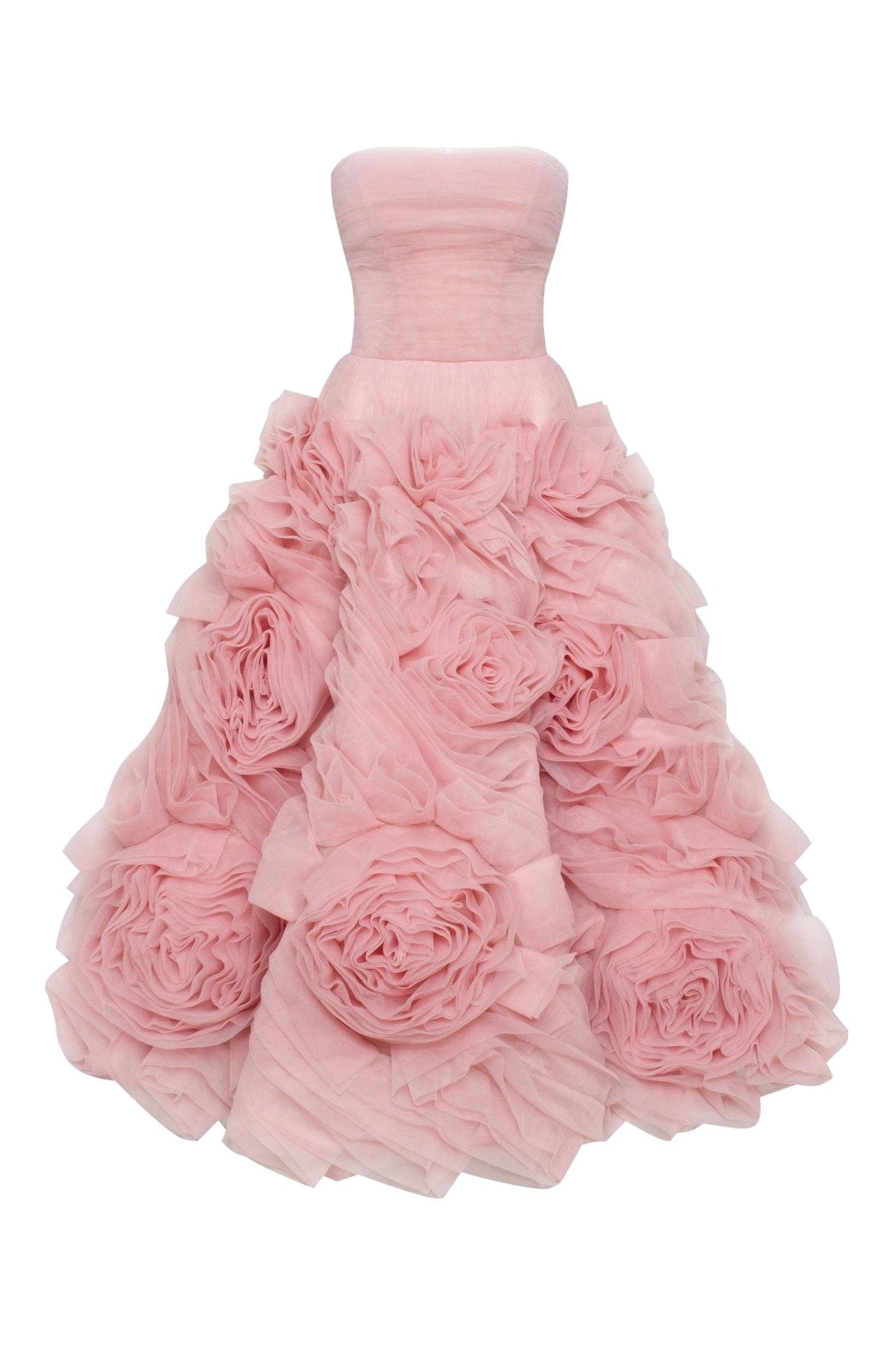 Milla Dramatically flowered tulle dress in misty pink - Dresses - Ukrainian Luxury Evening Gown at Luxury Shoes Milla Dramatically flowered tulle dress in misty pink