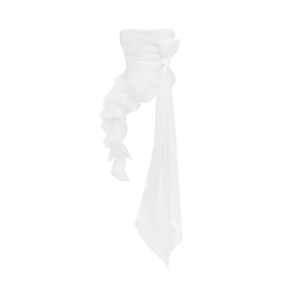 Milla Dreamy blouse with meringue flounces in white, Midnight Walk