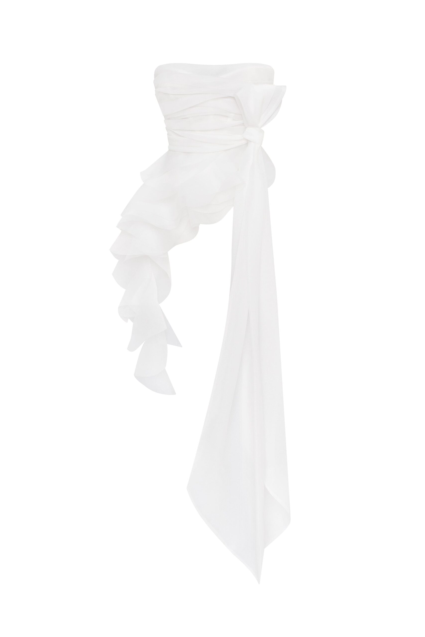 Midnight Walk - Tops - Ukrainian Luxury Evening Gown at Luxury Shoes Milla Dreamy blouse with meringue flounces in white, Midnight Walk