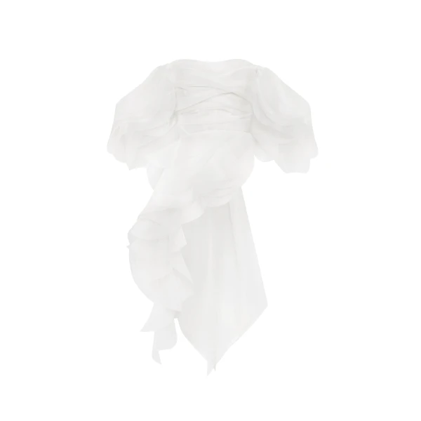 Milla Dreamy blouse with meringue flounces in white, Midnight Walk, view 5