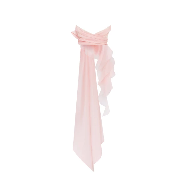 Milla Dreamy off-shoulder blouse with meringue flounces in misty rose, Midnight Walk, view 3