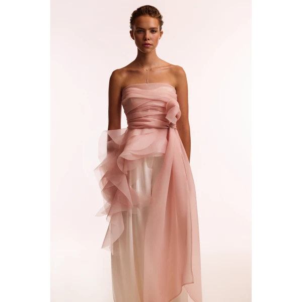 Milla Dreamy off-shoulder blouse with meringue flounces in misty rose, Midnight Walk, view 4