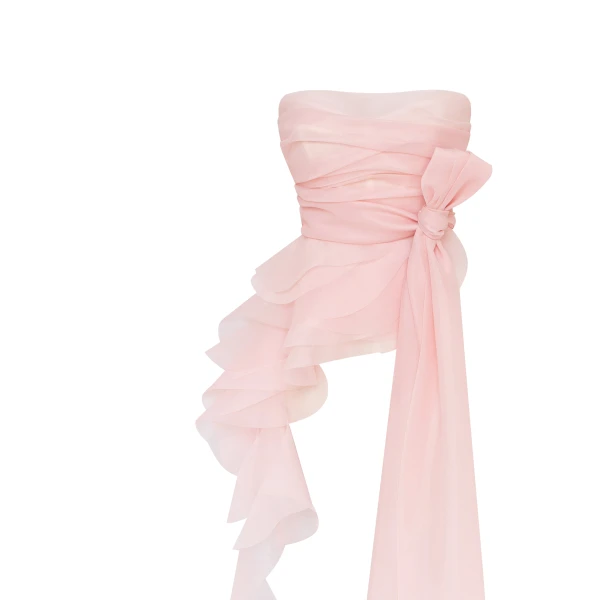 Milla Dreamy off-shoulder blouse with meringue flounces in misty rose, Midnight Walk, view 5