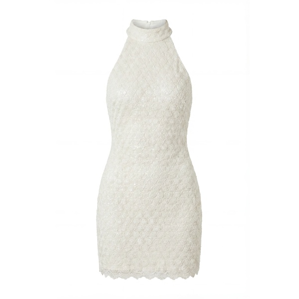 Milla Fitted Lace Ivory Mini Dress