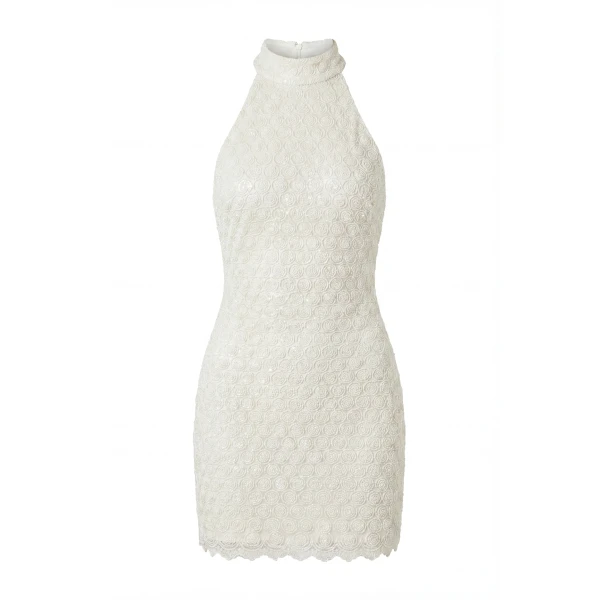 Milla Fitted Lace Ivory Mini Dress