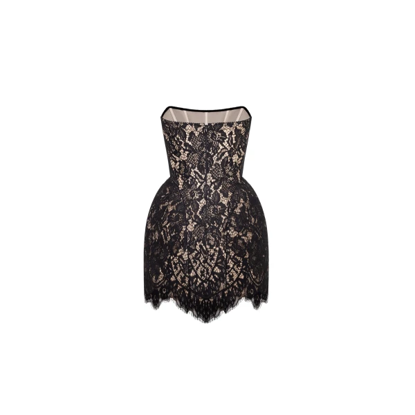 Milla Fitted black lace mini dress, view 3