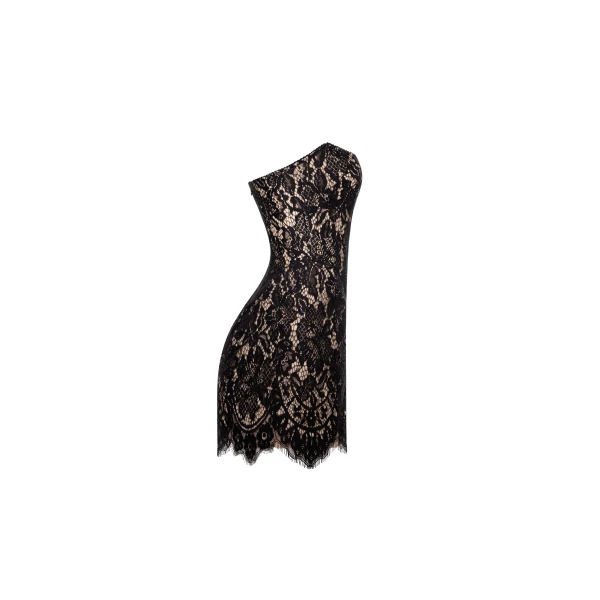 Milla Fitted black lace mini dress, view 5
