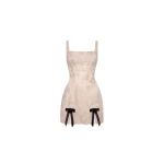 Milla Fitted nude mini dress with bows