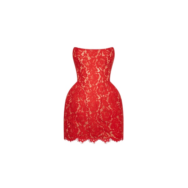 Milla Fitted red lace mini dress