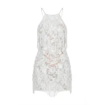 Milla Ivory Lace Mini Dress with Beaded Fringe - Dresses - Ukrainian Luxury Evening Gown at Luxury Shoes Milla Ivory Lace Mini Dress with Beaded Fringe