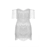 Milla Ivory Mini Dress with Silver Fringe