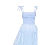 Milla Light Blue tie-straps tulle dress