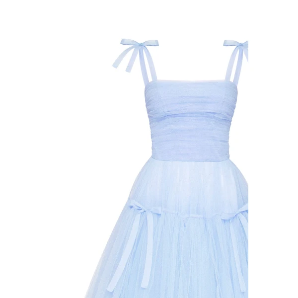 Light Blue tie-straps tulle dress