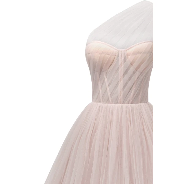 Milla Misty Rose One-Shoulder Cocktail Tulle Dress, view 5
