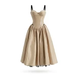 Milla Nude Corset Midi Dress with Contrast Details
