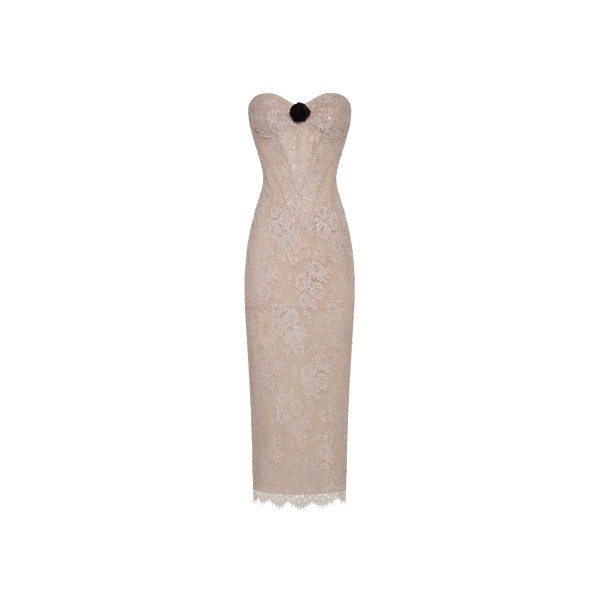 Milla Nude lace corset maxi dress