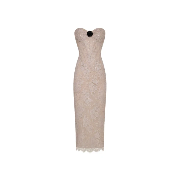 Milla Nude lace corset maxi dress