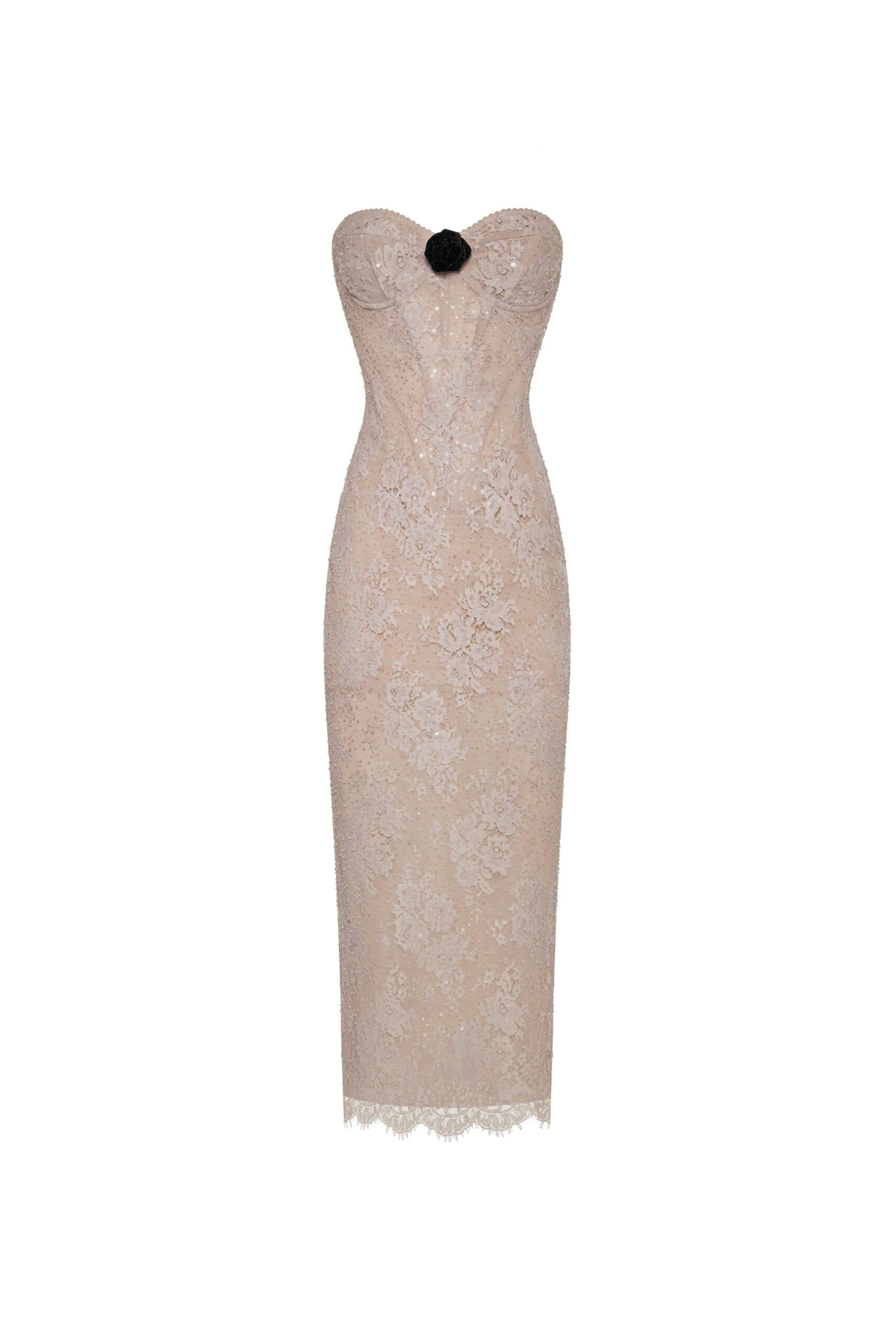 Milla Nude lace corset maxi dress - Dresses - Ukrainian Luxury Evening Gown at Luxury Shoes Milla Nude lace corset maxi dress