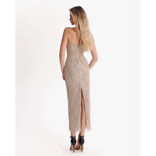 Milla Nude lace corset maxi dress, view 2