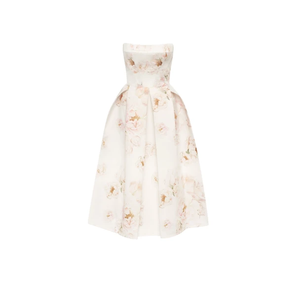 Milla Pink peony corset midi dress, Garden of Eden