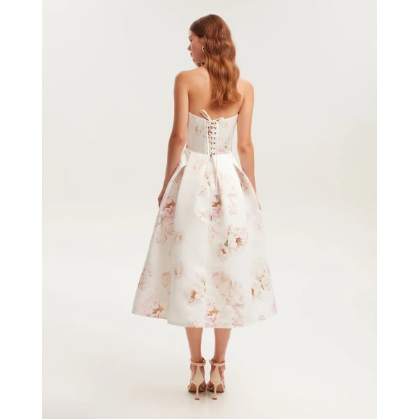 Milla Pink peony corset midi dress, Garden of Eden, view 2
