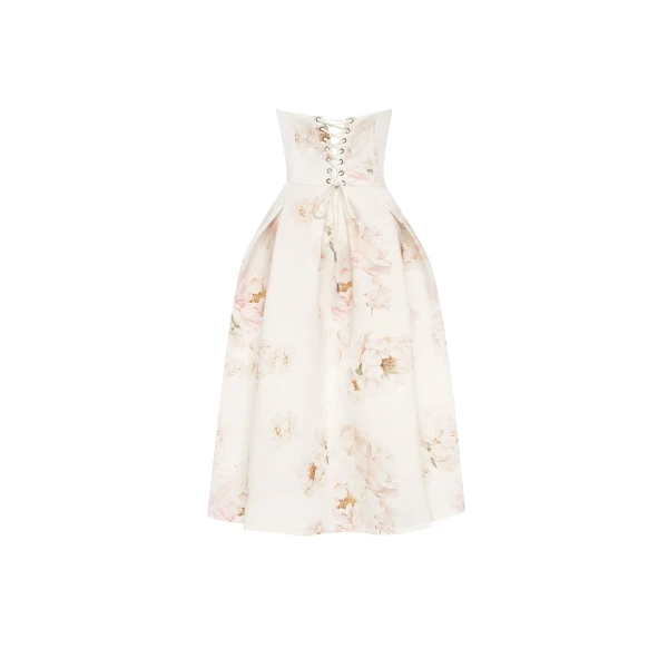 Milla Pink peony corset midi dress, Garden of Eden, view 3