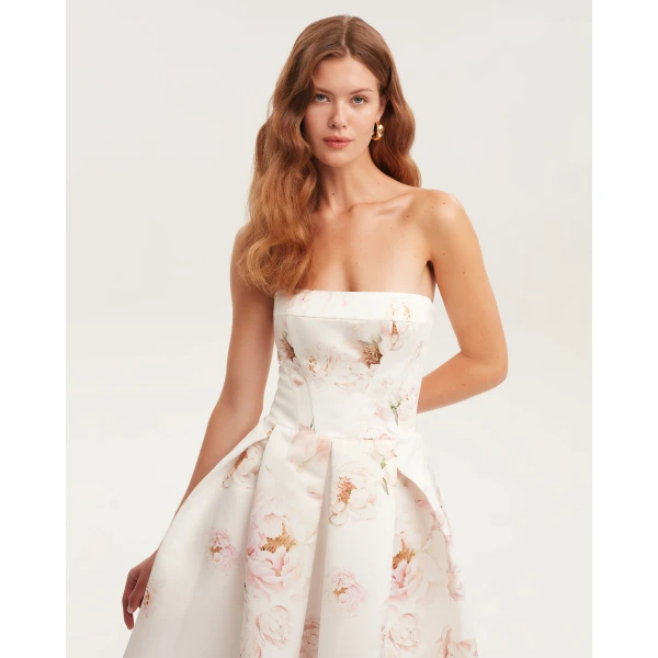 Milla Pink peony corset midi dress, Garden of Eden, view 4